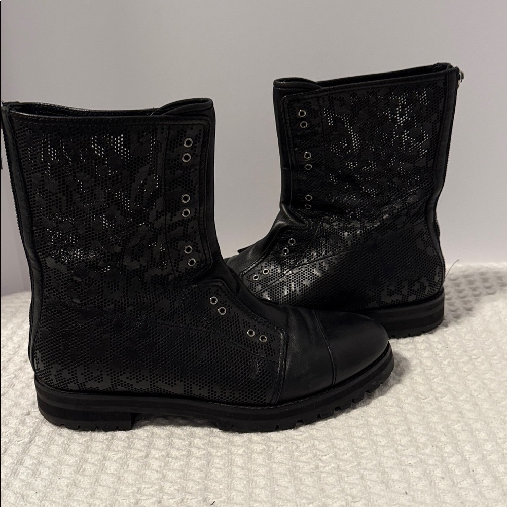 Authentic Jimmy Choo Leather Suede Low Heel Ankle Boot Black SZ 39/9